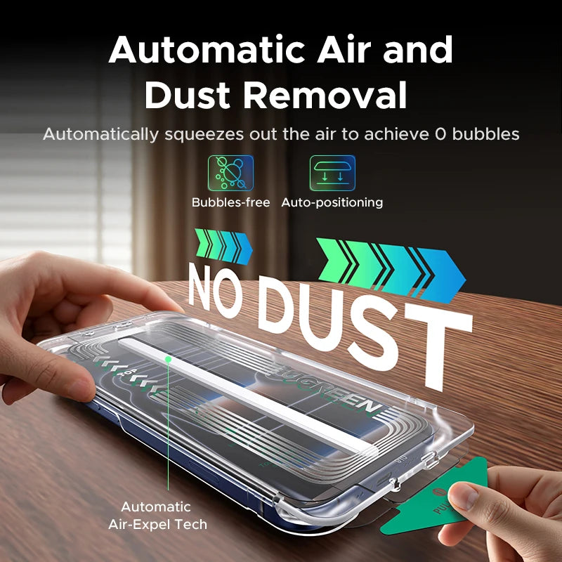 UGREEN 2PCS Automatic Dust-free Screen Protector For iPhone 17 Pro Max Tempered Glass For iPhone 17 16 Pro 17Pro Air Phone Film