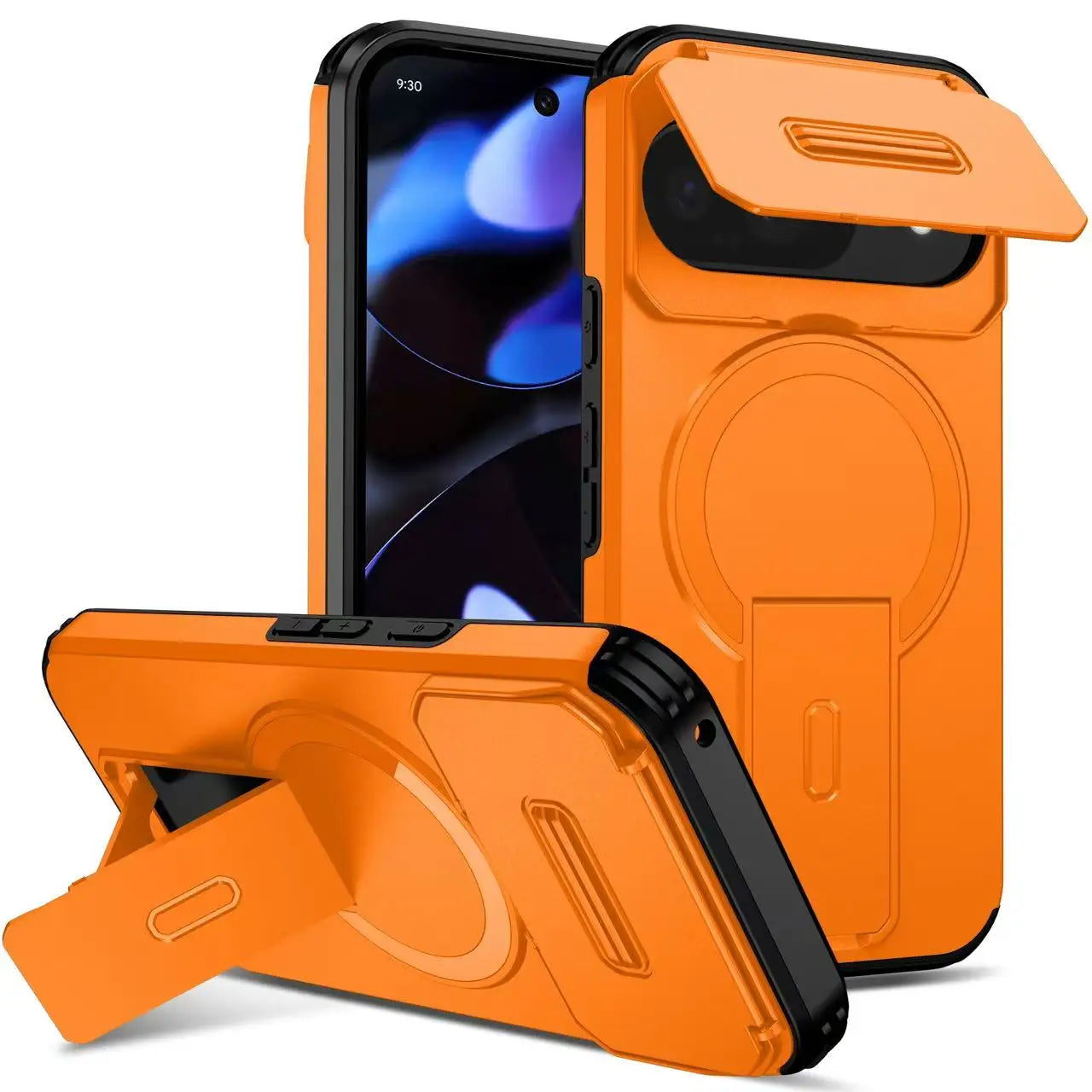 Armor Shockproof Magnetic Case For Google Pixel 10 9 Pro XL 9A Lens Protection Stand Bracket Wireless Charging For Magsafe Cover