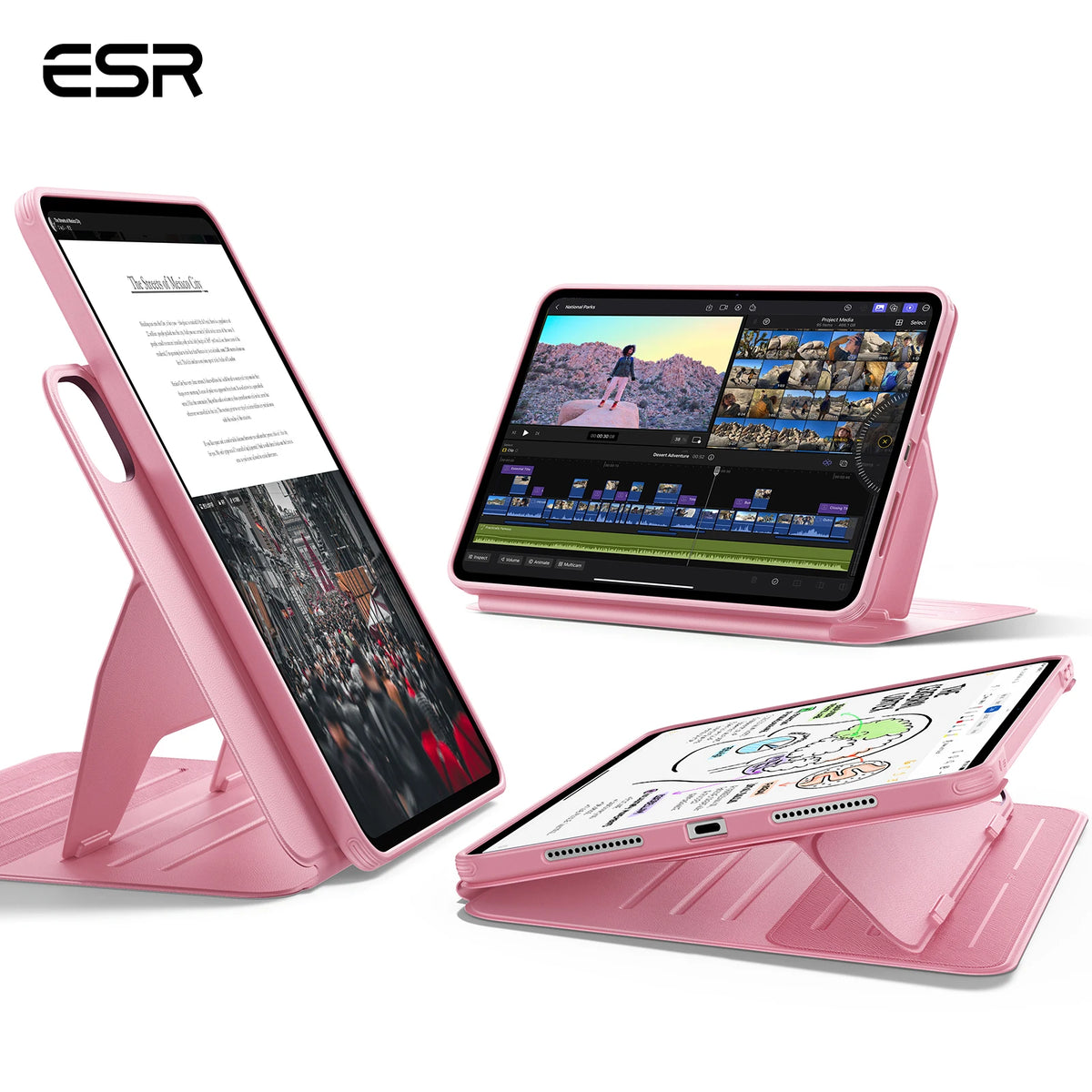 ESR for iPad Pro 11/13(M5/M4) Removable Magnetic Case Adjustable Angle Cover for iPad 11(A16)& Air 11/13(2026/2025/2024)