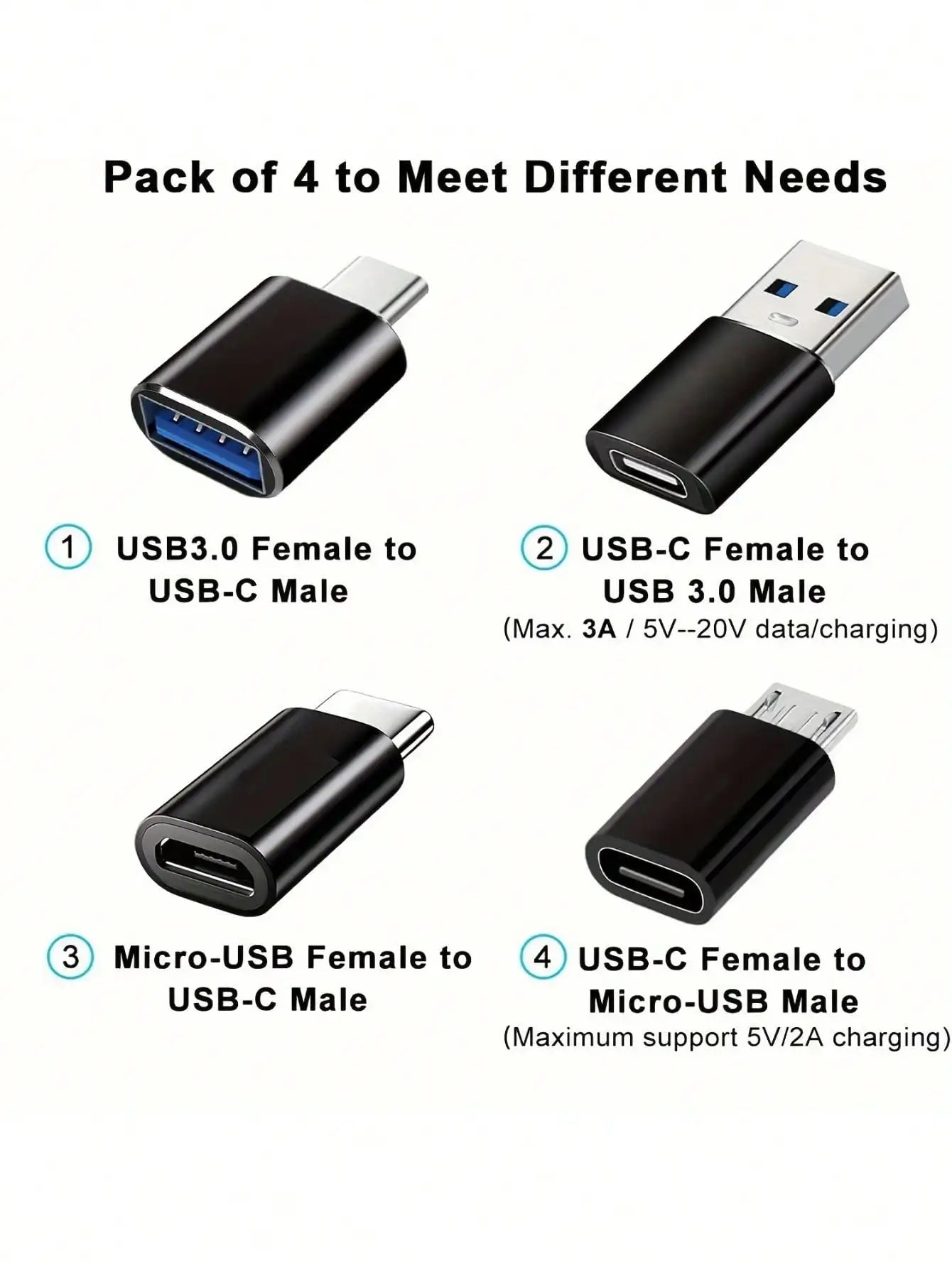 8pcs USB-C Adapter Set: USB 3.0 OTG, Micro USB To USB-C, Fashionable Black Metal Surface - Compatible With MacBook Pro, Smartphones, Laptops, PCs, USB Adapter