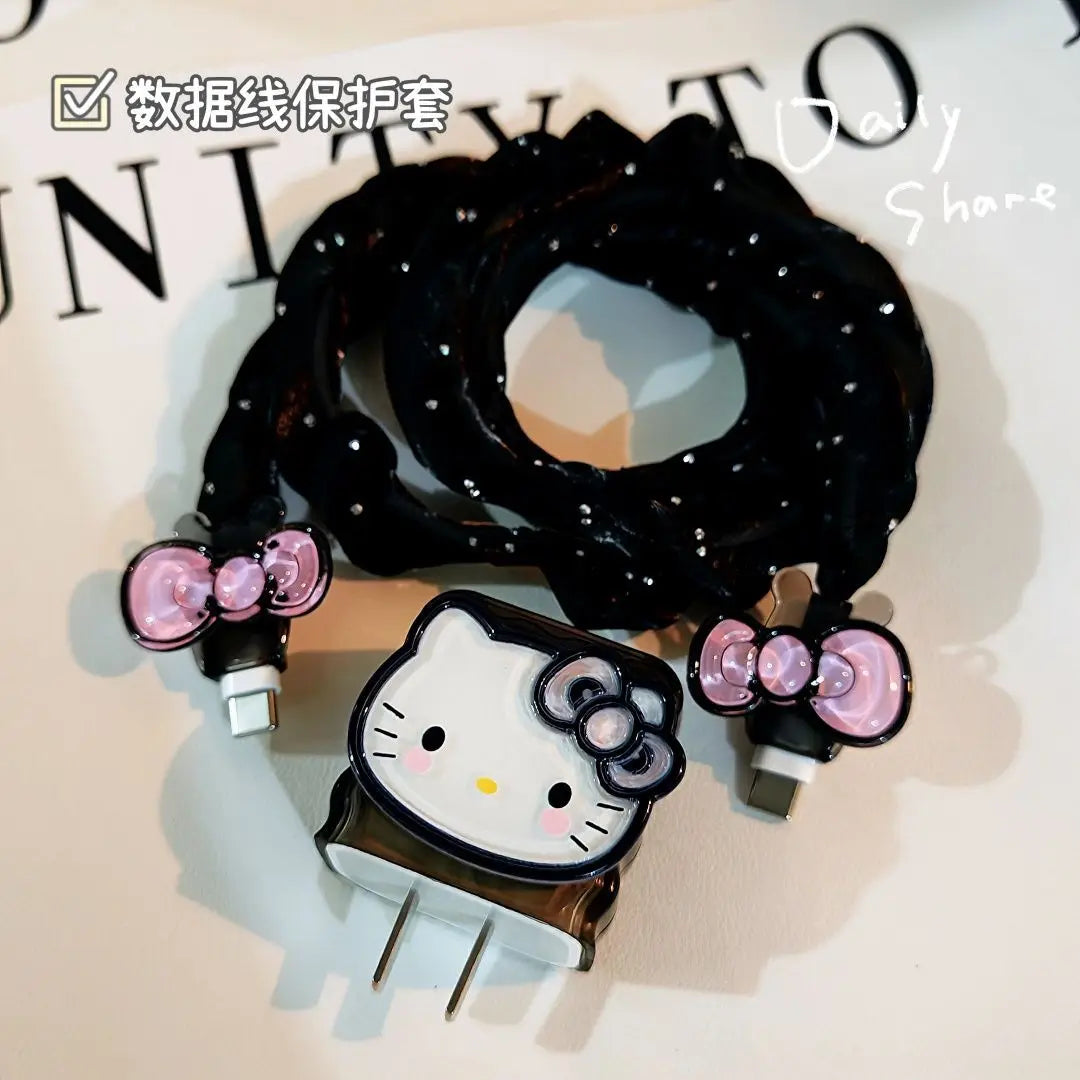 New Hello Kitty Cable Protective Case for IPhone 18W/20W Charger Protective Case 3D Cartoon Breakproof Holiday Gift for Girls