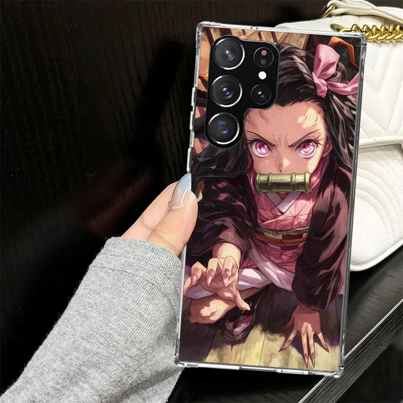 Kamado Nezuko Demon Slayers Case for Samsung Galaxy S25 S24 S23 S22 Ultra Soft Phone Cover S25 Edge S21 Plus S20 FE S10 + Black