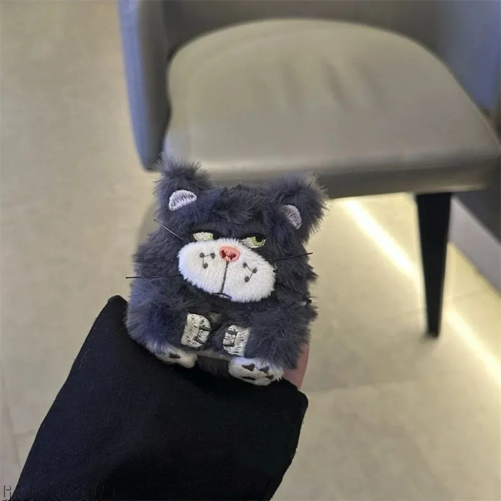 Japan Anime Cartoon Grey Cat Plush Earphone Case for Airpods Pro 2 Korea Cute Animal Furry Headphone Cover for Airpods 1/2/3/Pro