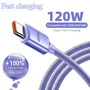NNBILI 120W 6A Fast Charge USB Type C Quick Charge Cable For Samsung S23 Xiaomi 14 Huawei Phone Fast Charging Cable Data Cables