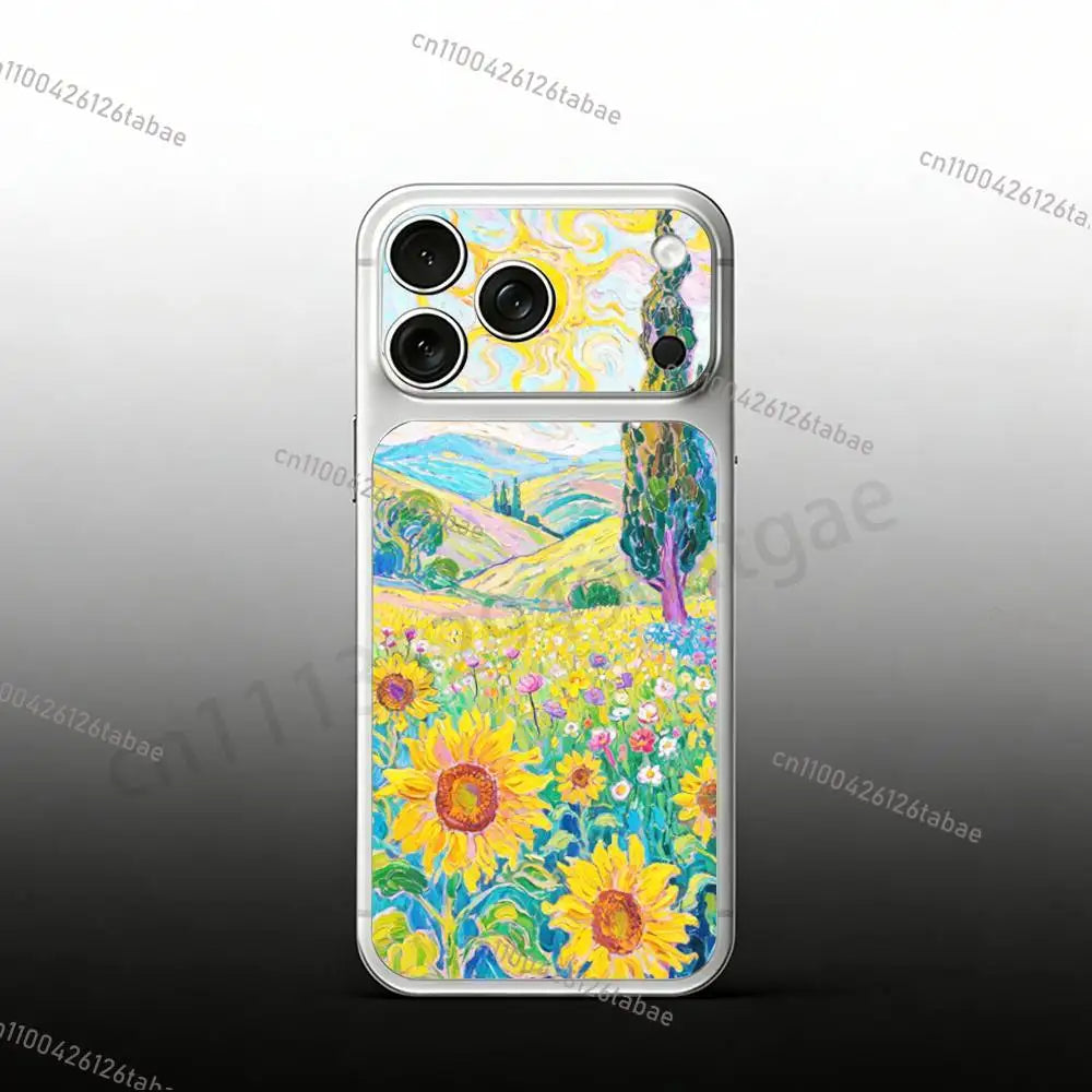 Sunflower Art V-Van G-Gogh For iPhone 17proMax/17pro Full Cover Decal Skin Wrap Colorful Rear Protective Sticker Film