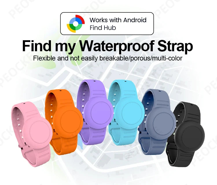Smart Location Tag With Adjustable Silicone Wristband Works with Android Google Find Hub Anti-Lost GPS Tracker Bluetooth Locator