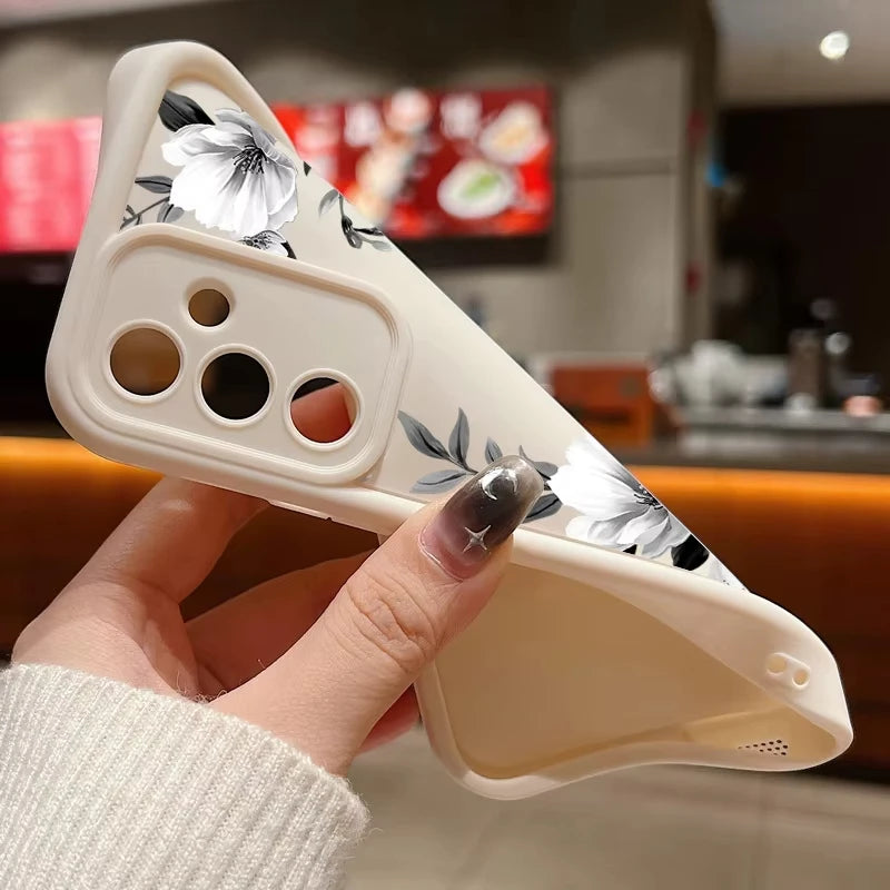Flowers Print Pattern Phone Case For Samsung Galaxy S25 S24 S23 S22 S21 S20 FE Plus Ultra A15 A35 A54 A55 Soft Silicone Cover