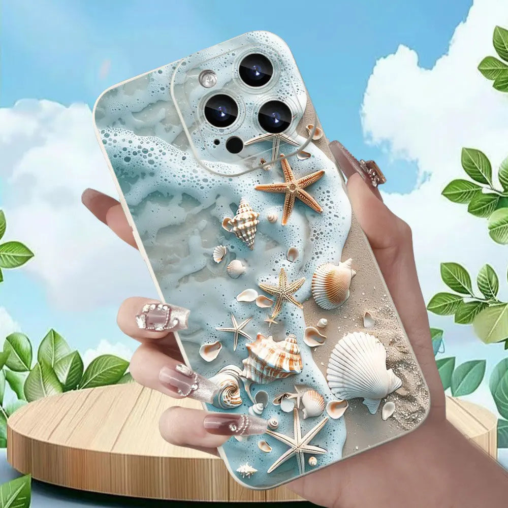 Summer Beach Shell Starfish Design Phone Case For Samsung Galaxy S26 S25 S24 Ultra S23 S22 Plus S21 S20 FE A15 A35 A54 A55 Cover