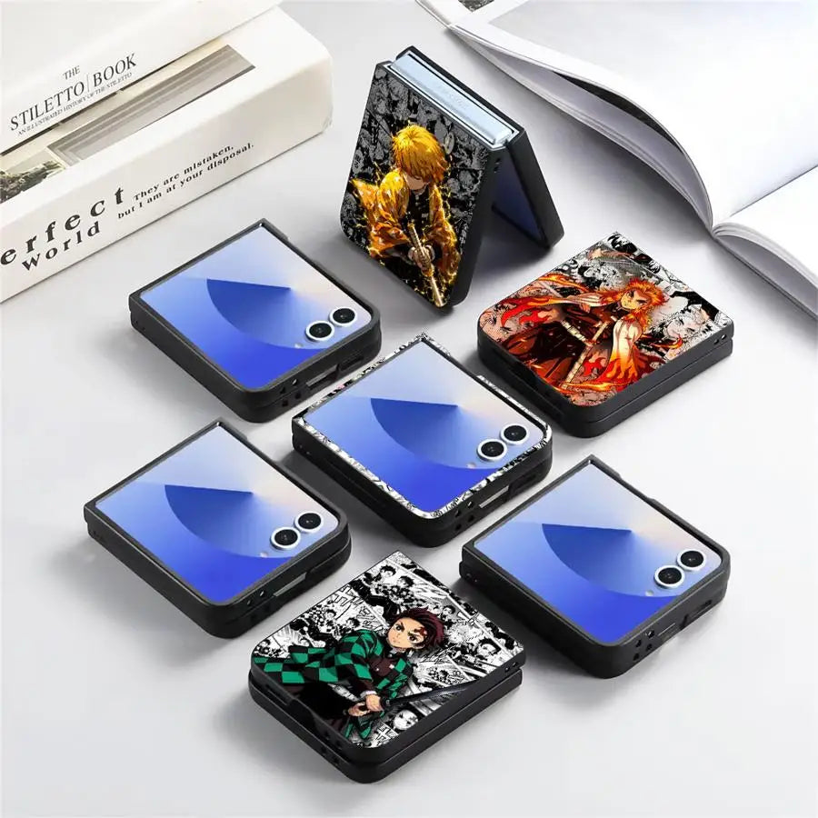 Case for Samsung Galaxy Z Flip8 ZFlip7 FE ZFlip4 ZFlip5 Z Flip 7 6 5 8 ZFlip3 ZFlip6 Phone Funda Anime D-Demons Slayers
