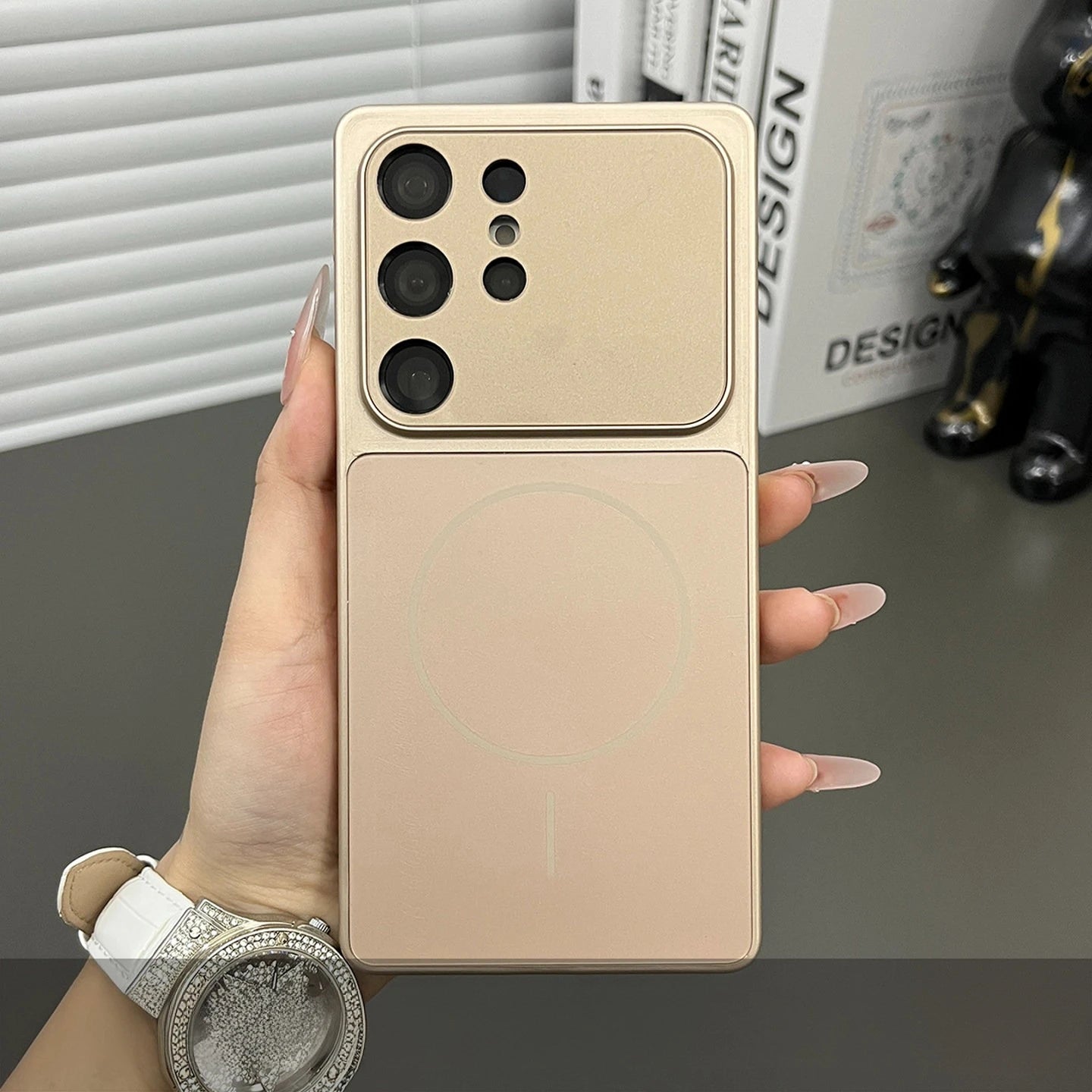 Luxury Large Window Case For Samsung Galaxy S26 S24 S23 Ultra S25 Plus Cover Magnetic Wireless Charging Armor Hard Cover Fundas