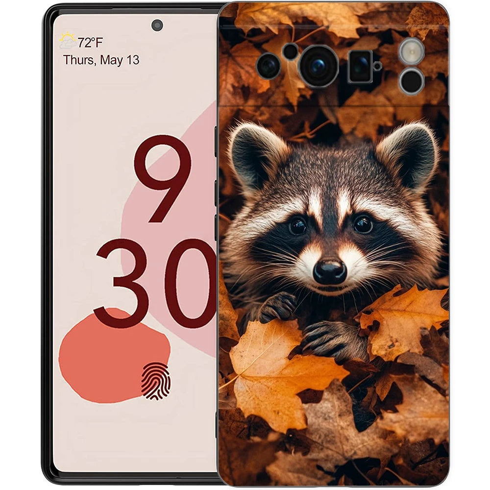 Raccoon Phone Case For Google Pixel 10 9 8 7 6 Pro XL 9A 8A 6A 7A 5G Soft Shockproof TPU Black Cover
