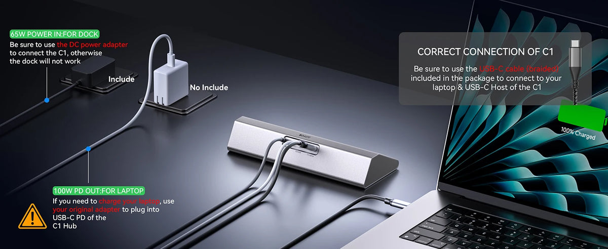 Powered USB Hub 15 in 1, USB 3.2 10Gbps Hub with Power Adapter, 7 USB A 3.0 Ports USB C, Docking Station for Laptop MacBook PC