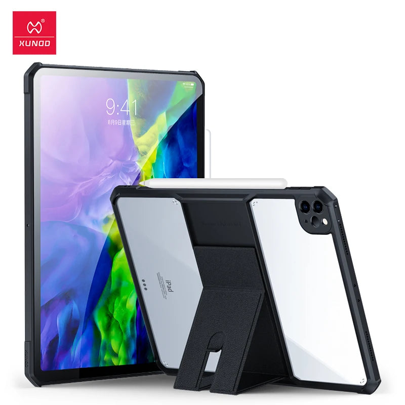 Xundd Tablet Cases For iPad Air iPad Pro 11 13 inch 2024 Shockproof Bumper Protective Case Transparent Back Cover With Holder