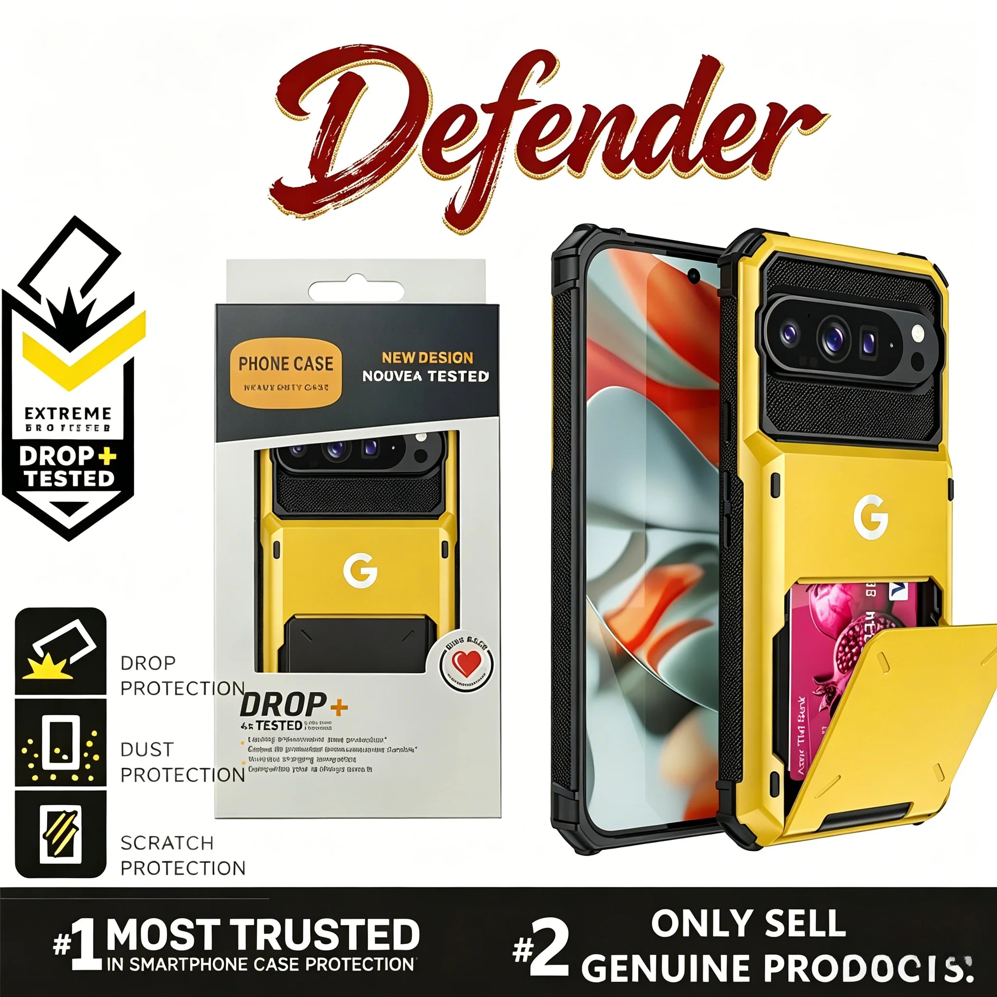 2in1 Heavy Duty Armor Card Holder OTT-BOX Hard Case For Google Pixel 10 9 Pro XL Hidden Flip Slot Defender Shcokproof Back Cover
