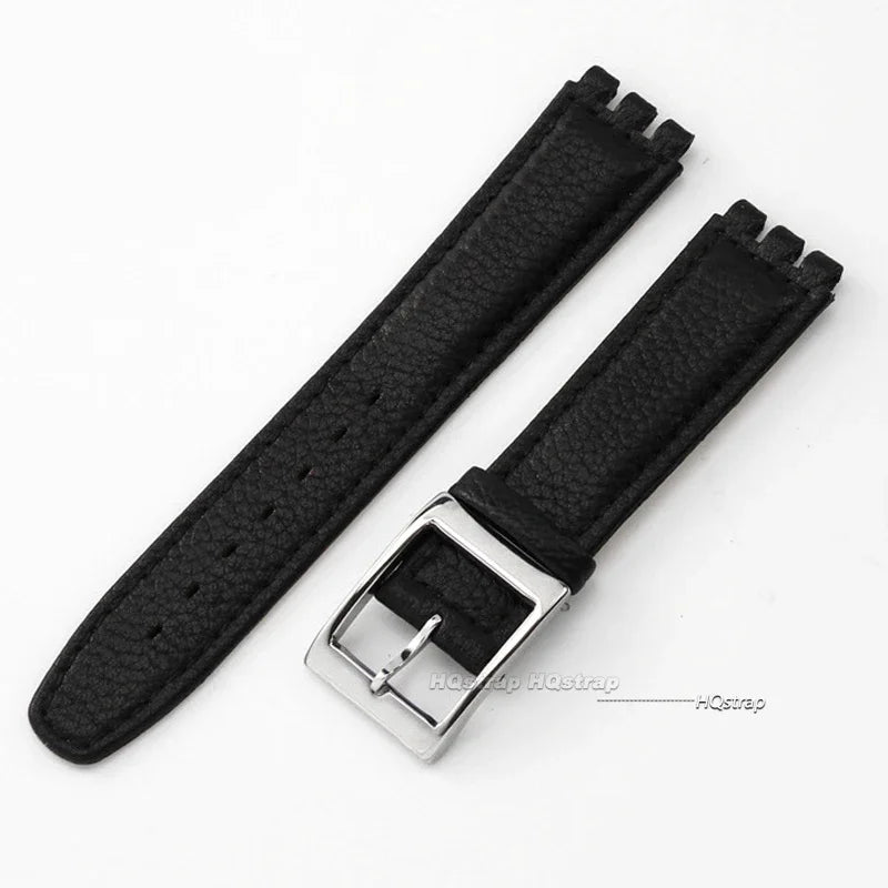 Watch Strap for Swatch 17mm Genuine Cowhide Leather Bracelet Men Women Waterproof Sport Replacement Watchband Belt Accessories