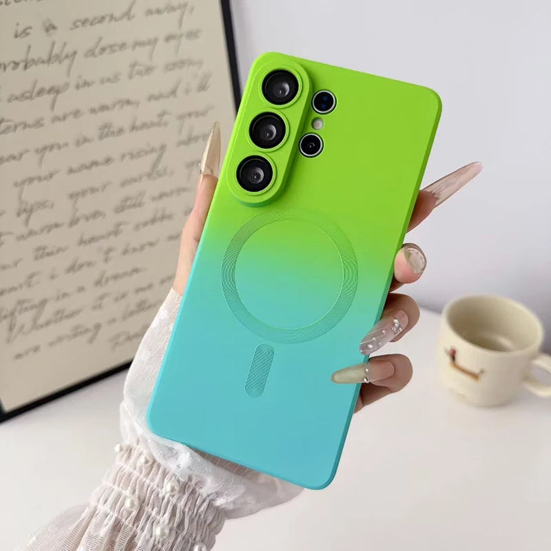 Gradient Wireless Charging Phone Case For Samsung Galaxy S26 Ultra S20 S21 S22 S23 S24 S25 Plus FE Lens All Inclusive Protective