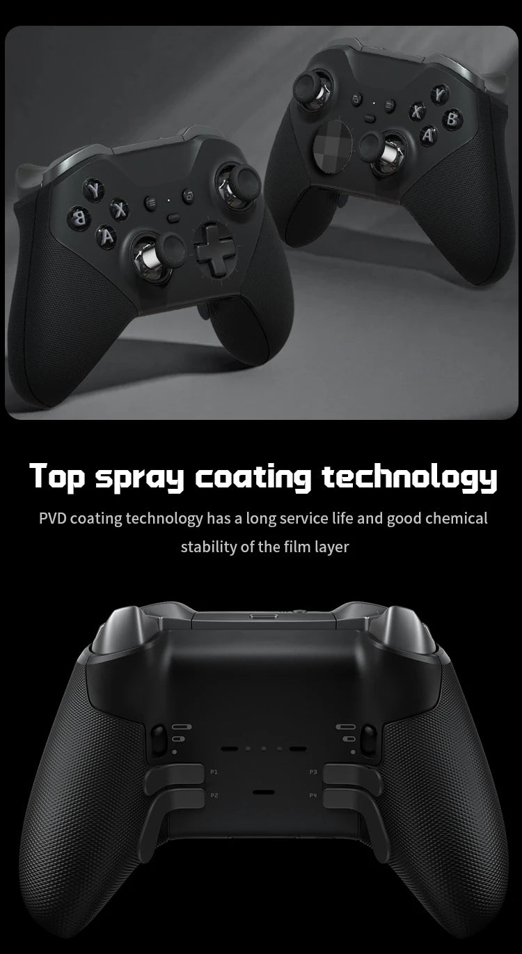 Suitable for Xbox Elite Series 2 Controller 14 in 1 Metal Accessories, Different Height Joysticks and Back Keys - Black Metal SE