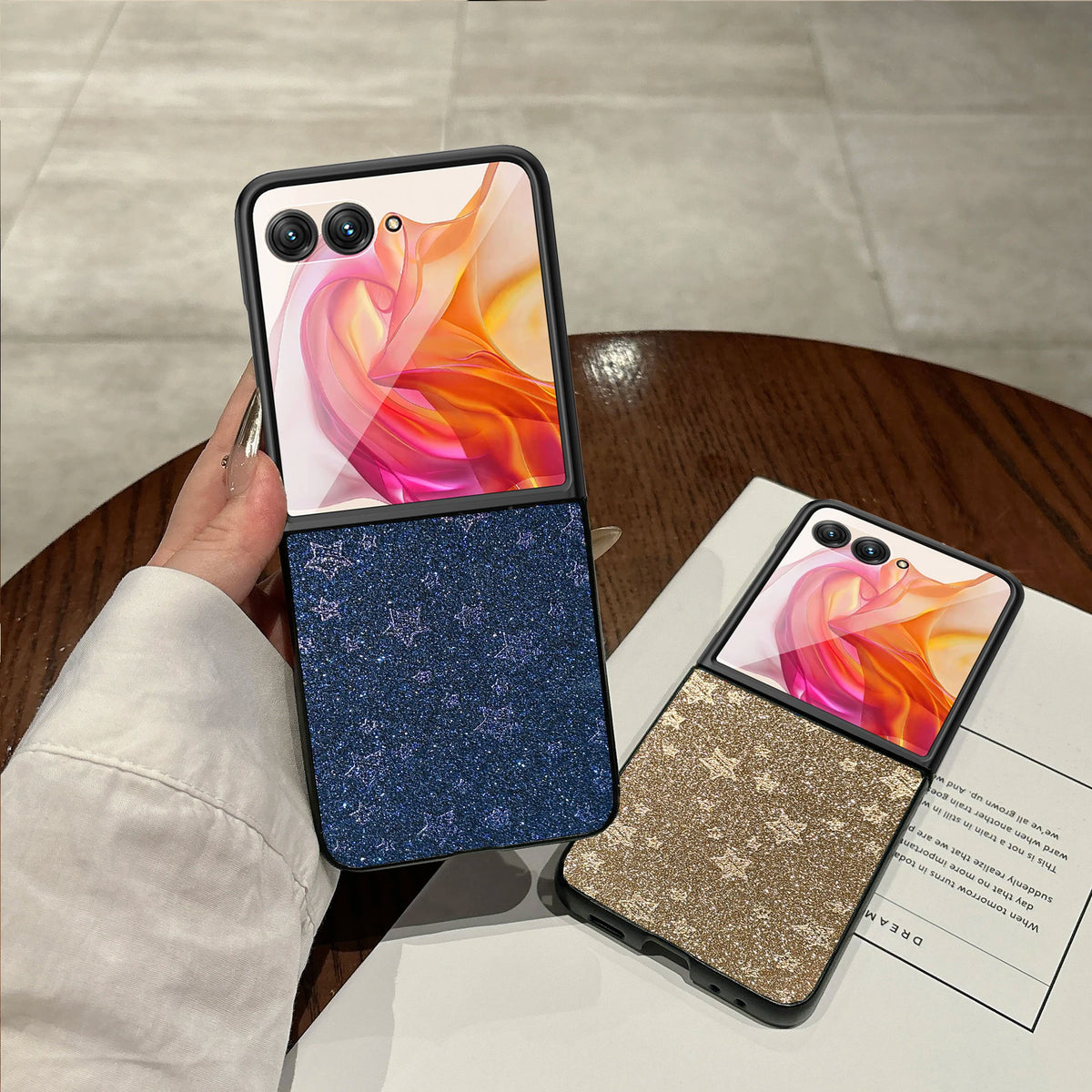 Luxury Stars Pattern Artificial Leather Phone Case For Motorola Razr 50 60 70 Ultra + 2024 + 2025 +2026 Matte Hard Fashion Cover