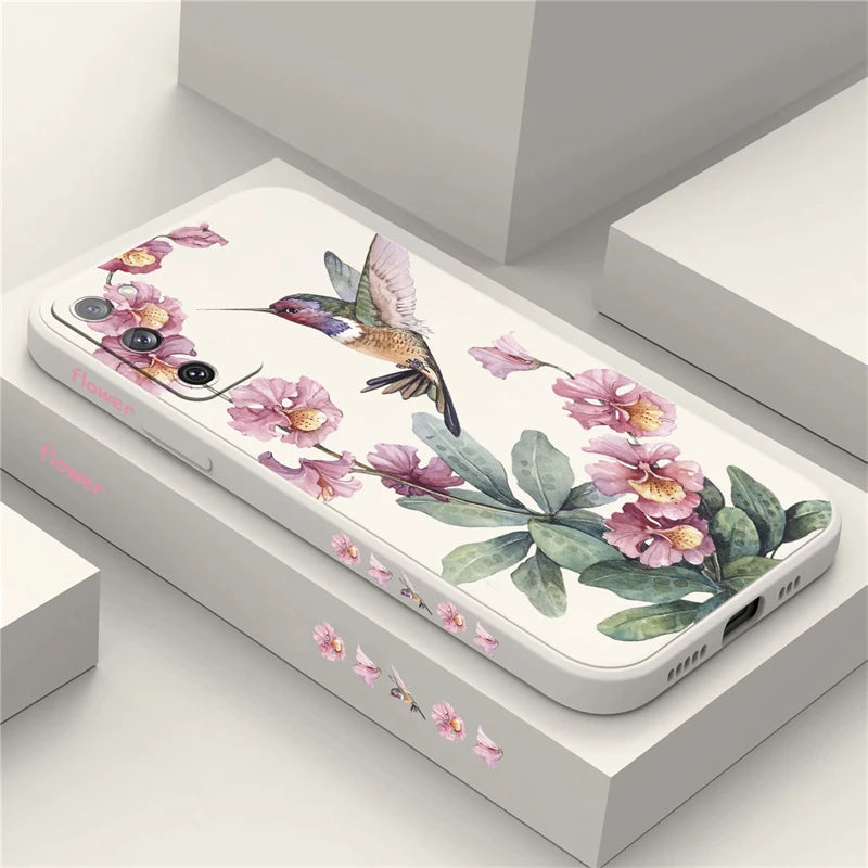 S24 Ultra Flowers Birds Pattern Case For Samsung Galaxy S10 S20 S21 S22 S23 S11E FE Lite Plus Ultra Silicone Phone Soft Cover