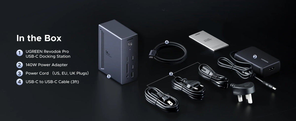 UGREEN 14-in-1 USB HUB Docking Station Type-C to 4K120Hz DP 4K60Hz 2xHDMI SD/TF RJ45 10Gbps USB-A/C PD Charging DC for Laptop PC