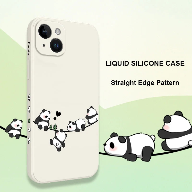 Baby Panda Phone Case For iPhone 17 17 Air 16 15 14 13 12 11 X XR XS Plus Pro Max Mini Silicone Cover