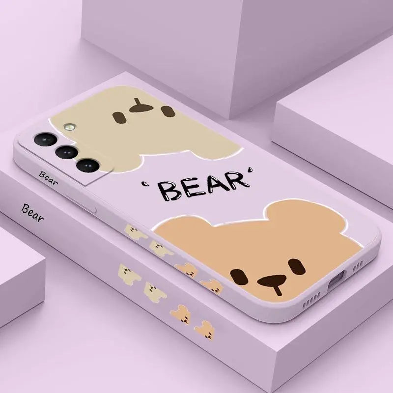 Bear Detective Silicone Phone Case For Samsung Galaxy S23 S22 S21 S10 S9 S8 Plus Note 20 ultra 10 Plus Cover