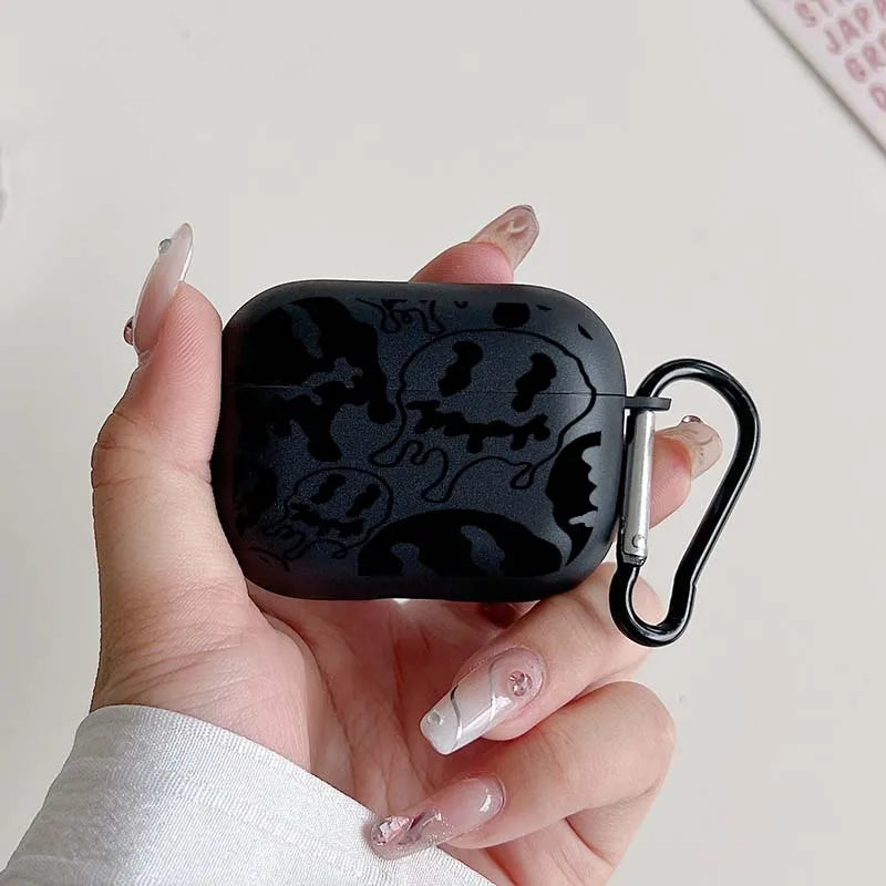 Funny Ghost Face Wireless Bluetooth Case for AirPods 1/2 3 4 AirPod Pro and Pro2 Case TPU Headset Protective Cover with Hook