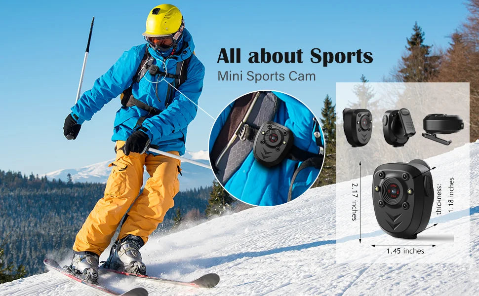 POVCAN Mini Body Camera Video Recorder Built-in Memory Card  Night Vision IR & Loop Record HD 1080P 4-6 HR Battery Life Wear