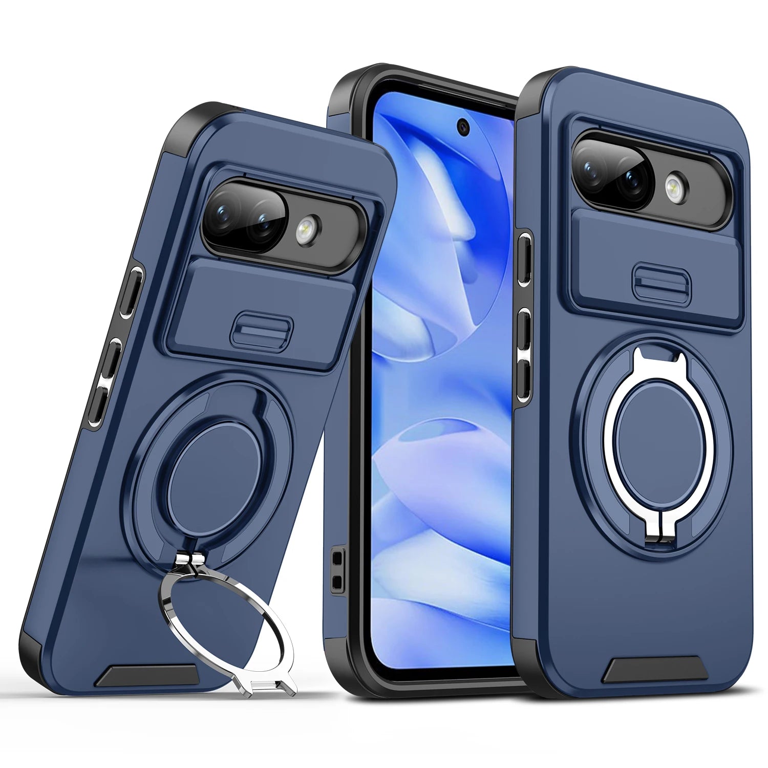 For Google Pixel 9a Case Google Pixel 9 Pro XL Cover Pixel 9 9Pro Magnetic Ring Armor Slide Camera Magsafe Wireless Charge Cover
