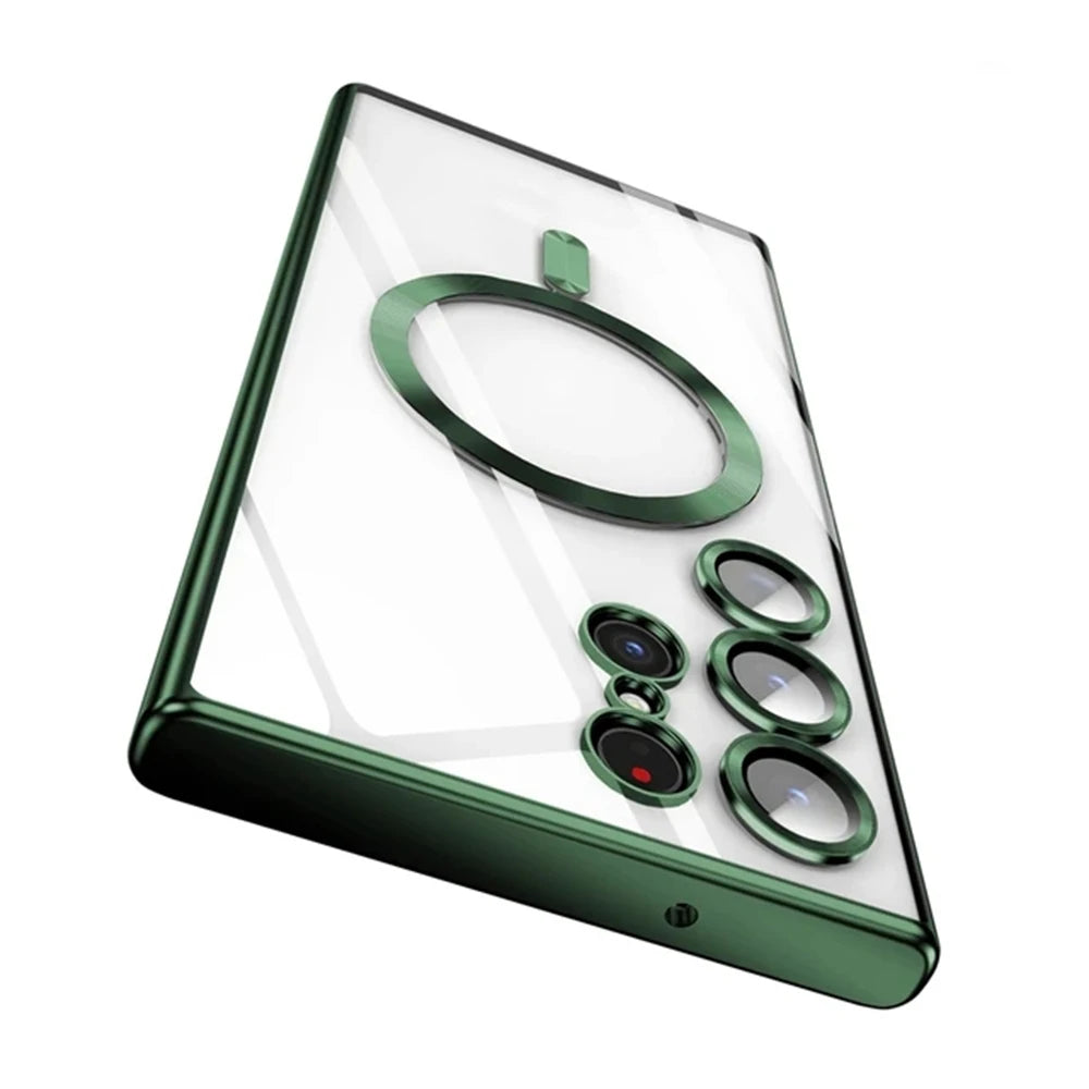 Luxury Wireless Magnetic Plating Cases For Magsafe Case Samsung Galaxy S25 S23 S24 Ultra S21 Fe S22 Lens Protective Cover