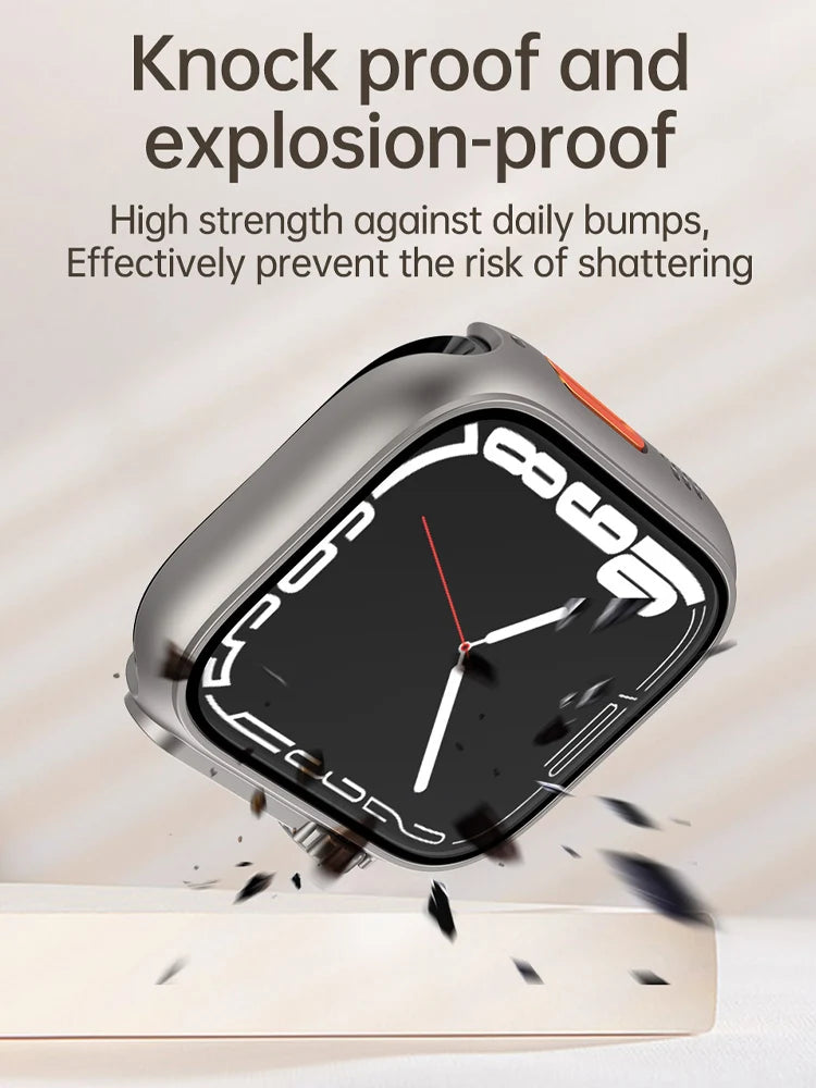 for Apple Watch Case 46mm 45mm 44mm 42mm 46/40/38mm Screen Protector PC Cover+Glass Series 12 11 10 9 8 7 SE Instantly To Ultra