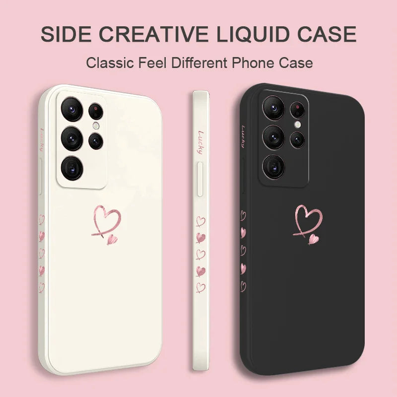 Texture Heart Phone Case For Samsung Galaxy S25 FE S24 S23 S22 S21 S20 S10 Ultra Plus FE Note 20 Ultra 10 9 Plus Cover