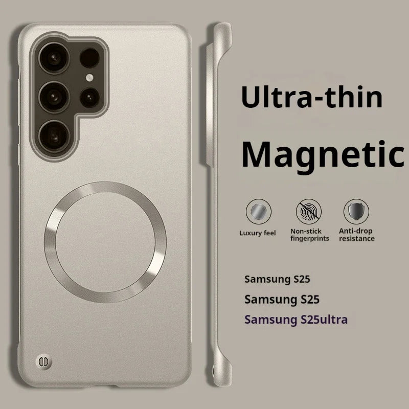 Thin Frameless Ultra Thin Magnetic Phone Case for Samsung Galaxy S25 Ultra S25 S24 S23 S22 Plus PC Hard Protective Cooling Cover