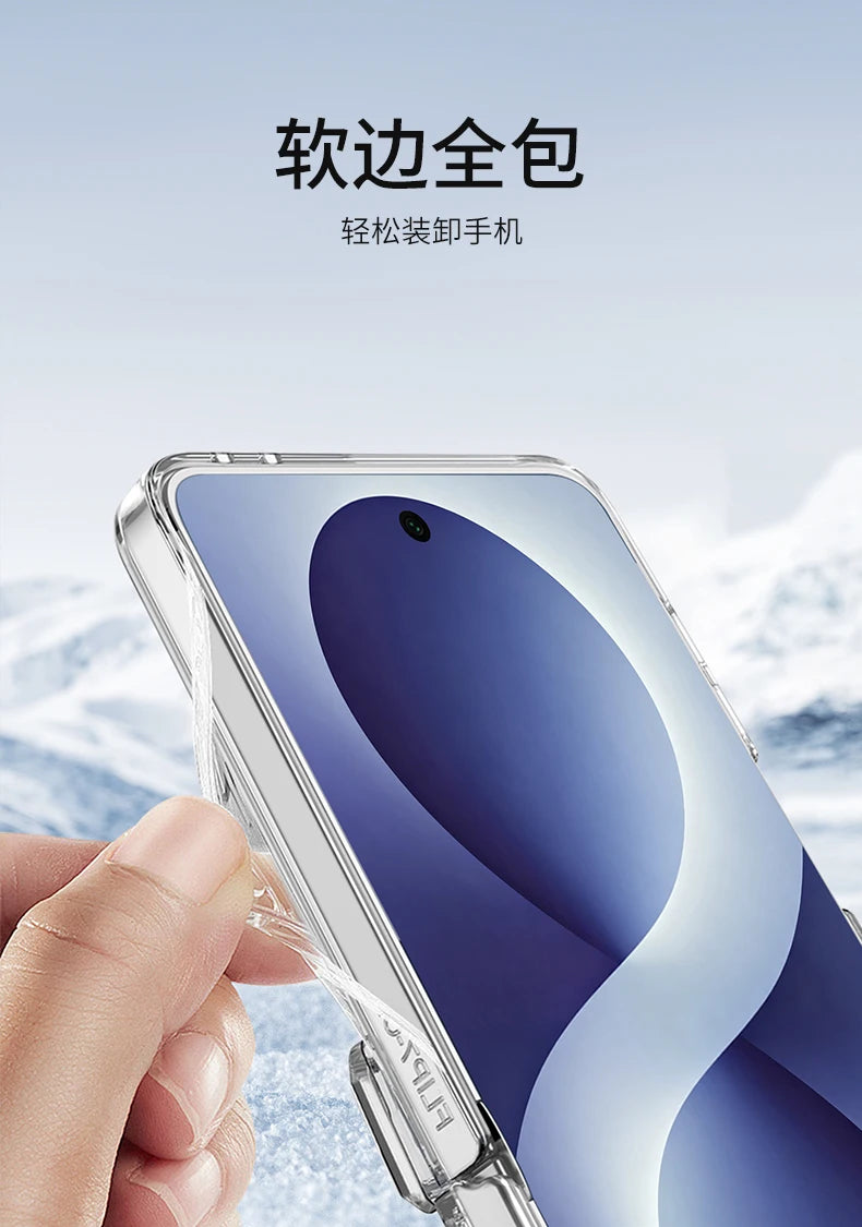 For Samsung Galaxy Z Flip 8 Case Transparent Magnetic Wireless Charging Hinge With Mirror Film Shockproof Back Cover Accessories