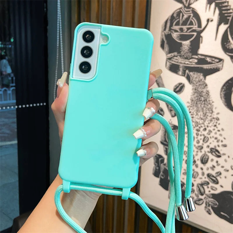 Crossbody Lanyard Strap Case For Samsung Galaxy S26 S25 Edge S24 S23 S22 S21 S20 FE Plus Note 10 20 Ultra A41 A21S 5G Soft Cover