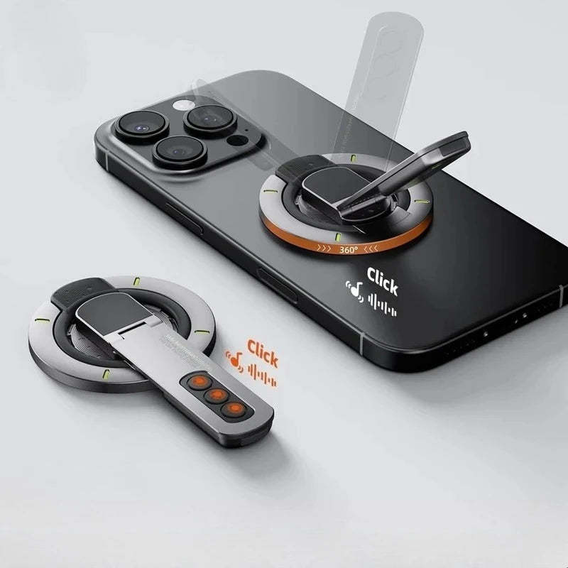 Dual-Sided Magnetic Portable Multi-Function Phone Ring Holder 360° Rotating Desktop Stand Compatible with Multiple Phone Models