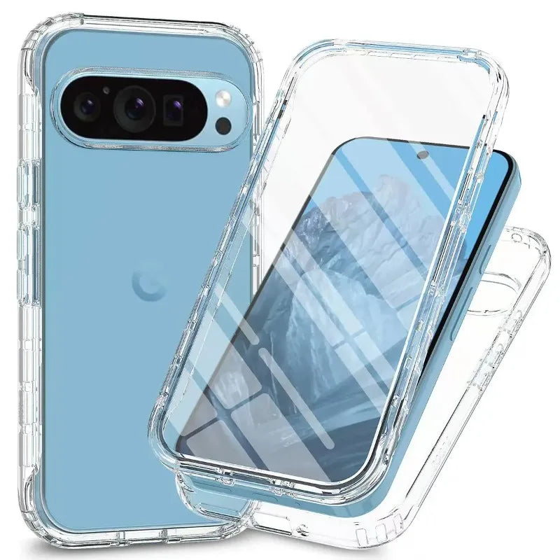 Luxury Clear Screen 360° Full Body Phone Case for Google Pixel 10 9 Pro XL Shockproof Soft Film Front Frame Hard Protection Cell