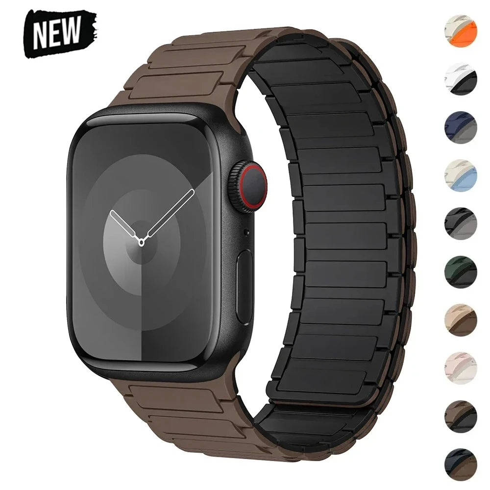 Hot Magnetic Loop For Apple Watch Bands 44 40 49 45 41 38mm Silicone Bracelet iWatch Series 11 10 9 8 7 6 5 4 3 Se Ultra 3/2 Str