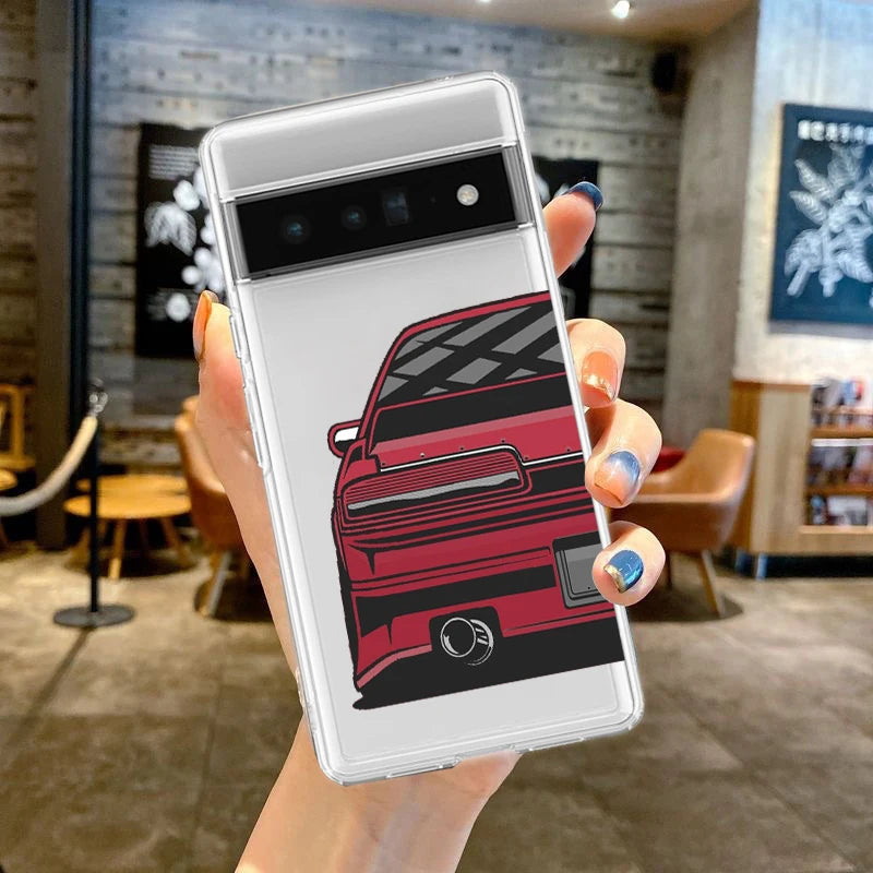For Google Pixel 10 Pro 10A Phone Case Pixel 9 Pro XL Pixel 8 Pro 9A 8A 7A 7 6A 6 Pro Soft TPU Cover Japan JDM Sports Cars Comic
