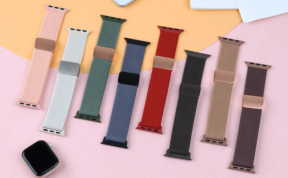 Magnetic Loop For Apple Watch Band 40mm 44mm 45mm 49mm 41mm 38 Nylon sport bracelet iwatch ultra 4 3 2 Series 12 11 10 9 8 se