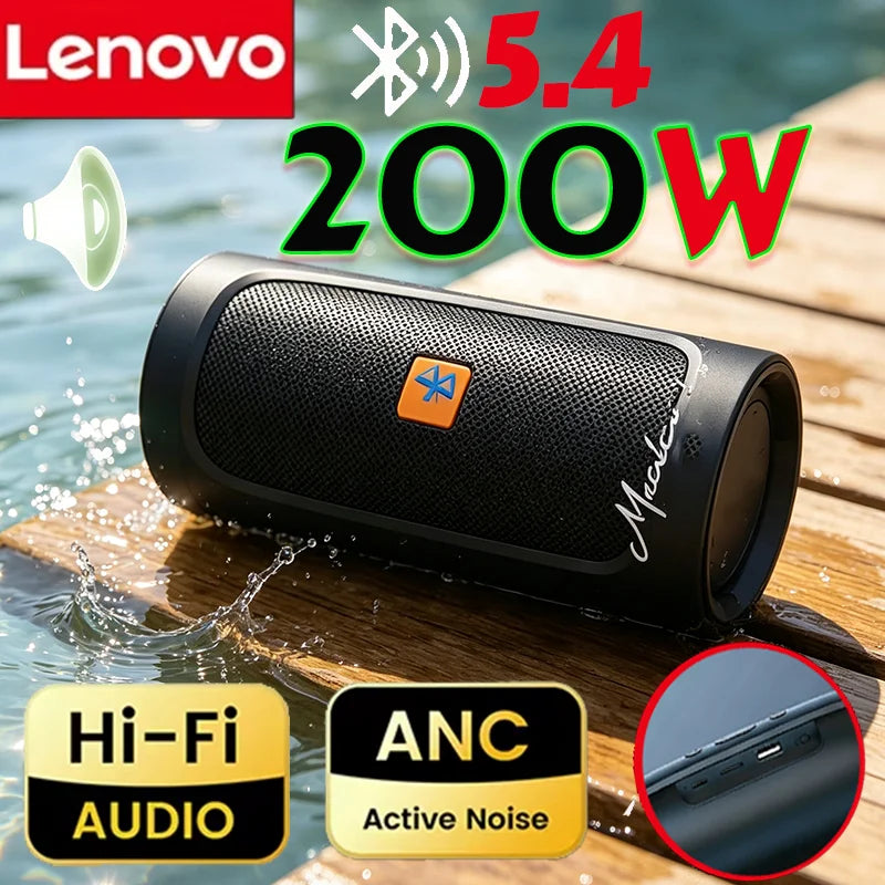 Lenovo TF USB FM Portable Bluetooth 5.4 Speakers Dual Speaker Stereo Playback Voice Broadcasting Subwoofer Wireless Speaker