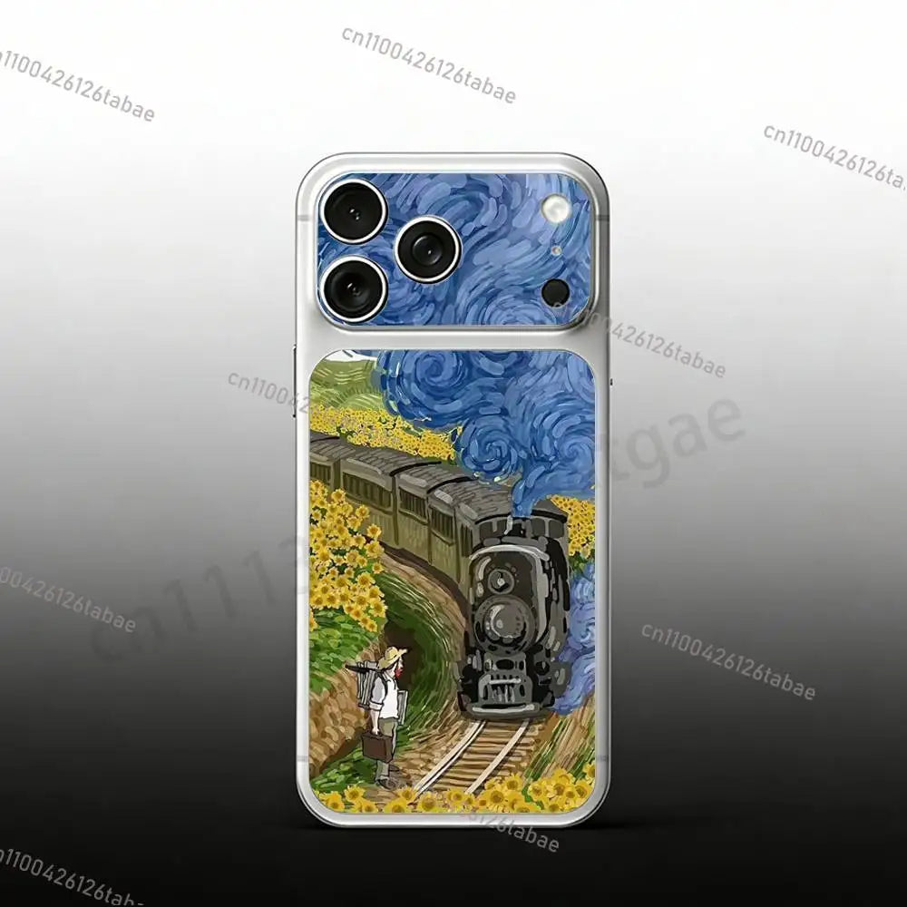 Sunflower Art V-Van G-Gogh For iPhone 17proMax/17pro Full Cover Decal Skin Wrap Colorful Rear Protective Sticker Film