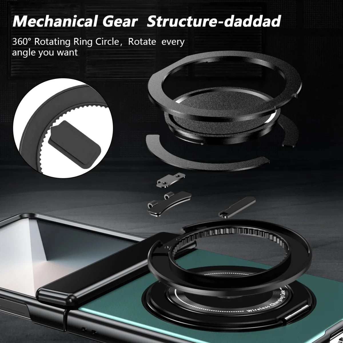 360° Rotating Ring Stand Magnetic Hinge Protective Phone Case for Samsung Galaxy Z Flip 8 7 FE 6 5 4 3 with Screen Film Cover