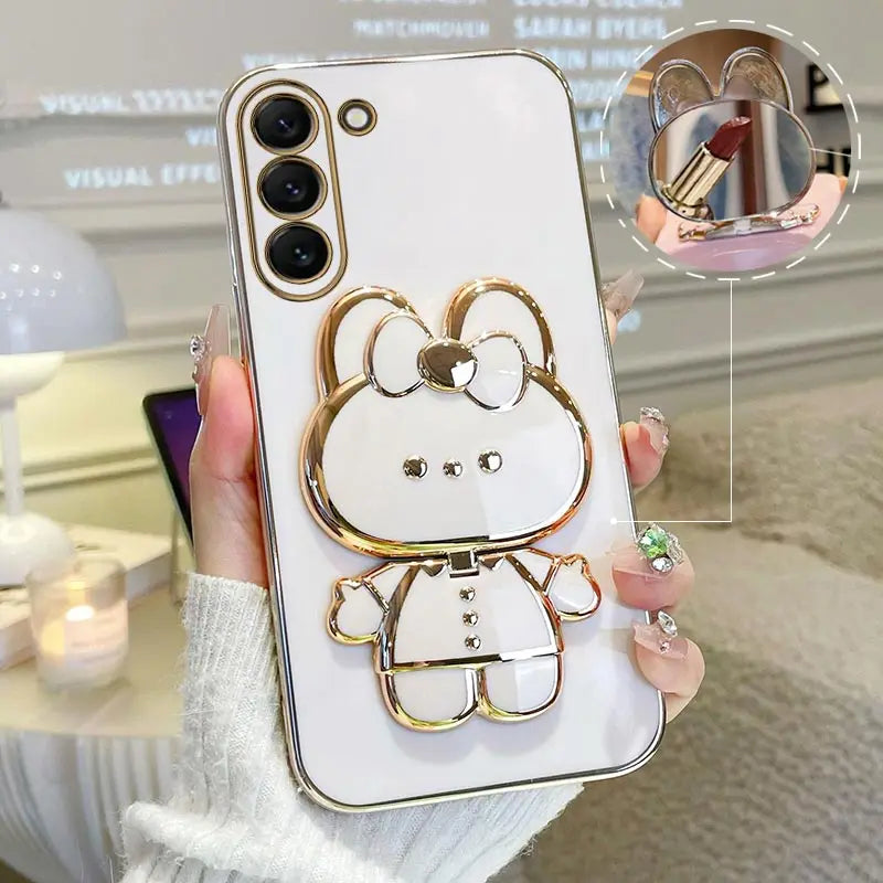 Mirror Plating Phone Holder Case For Samsung Galaxy S23 S20 S22 S21 S10 S9 S8 Note 10 20 8 9 Plus Ultra 5G S20 Fe Stand Cover