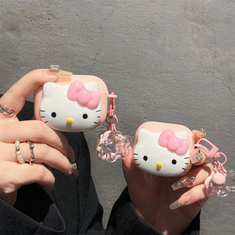 Cute Cartoon KT Earphone Case for Airpods 1 2 3 4 Pro 2 3  Wireless Bluetooth Headset Protective Cover Pro2 Pro3 with Pendant