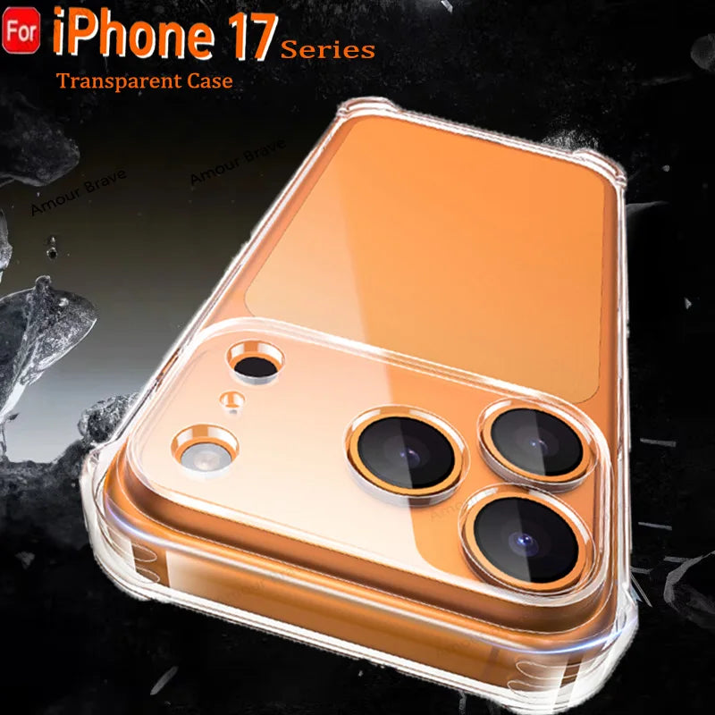 Transparent soft Case for iPhone 17 Air 16 14 12 13 15 11 Pro XS Max plus ultra thin Fit Protective silicone Crystal clear Cover