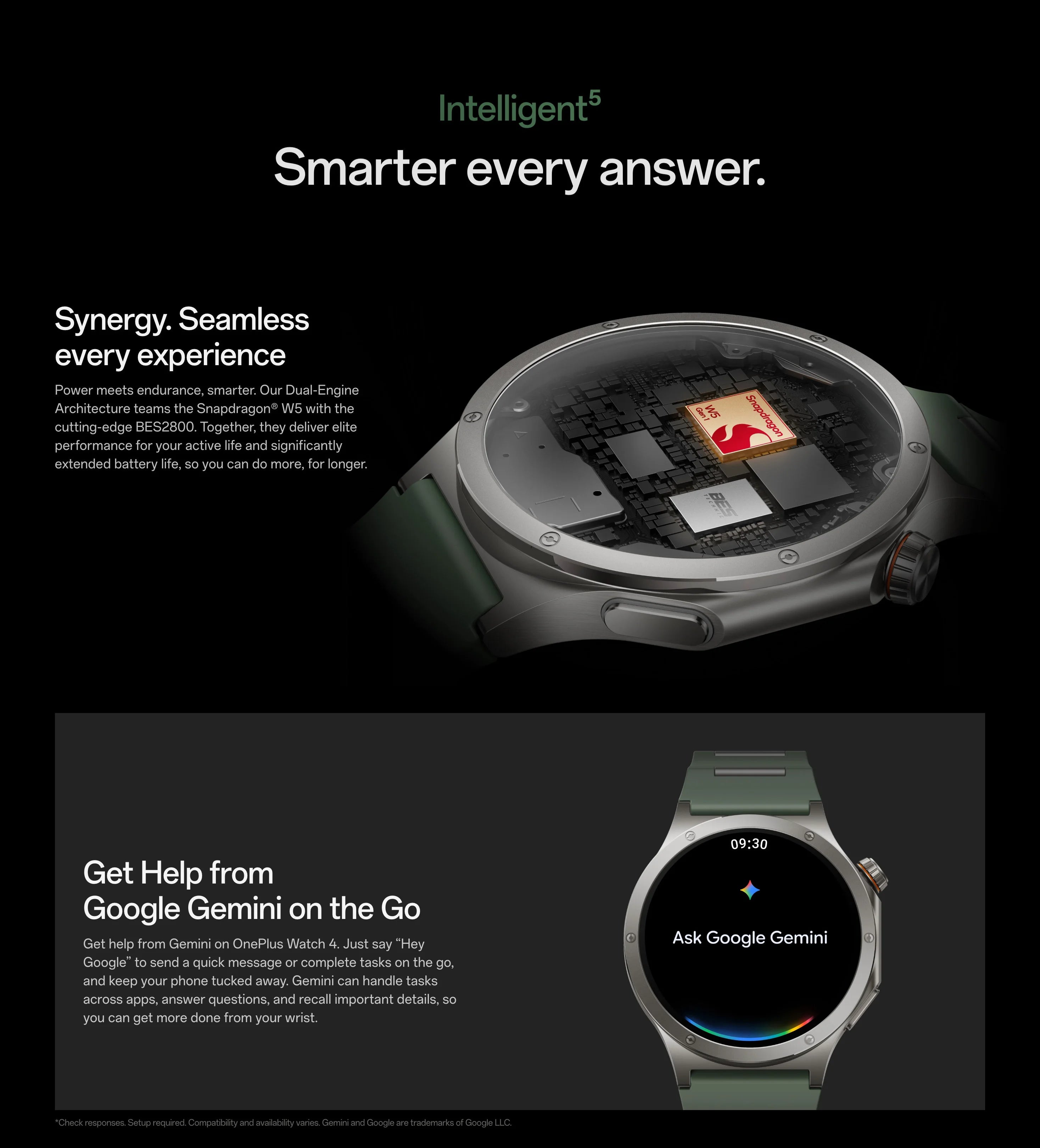 Global Version OnePlus Watch 4 Smart Watch 1.50'' AMOLED Display Snapdragon W5 Processor Up to 16 Days of Battery Life Wear OS