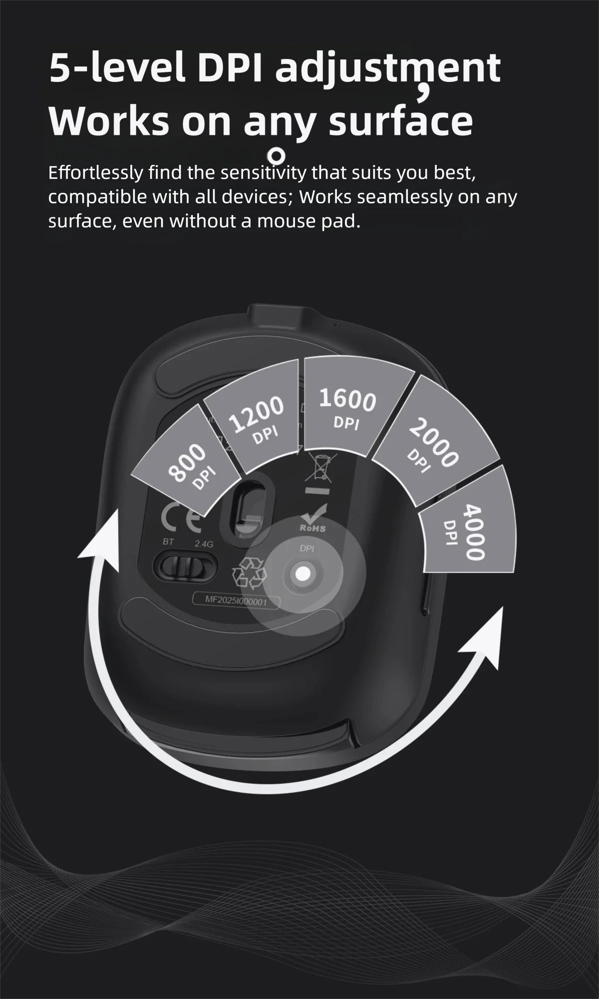 Delux Pocket Folding Mouse Wireless 2.4G Bluetooth5.2 Silent Click Portable Ultra-light 55g for MacBook Tablet Computer PC Mice