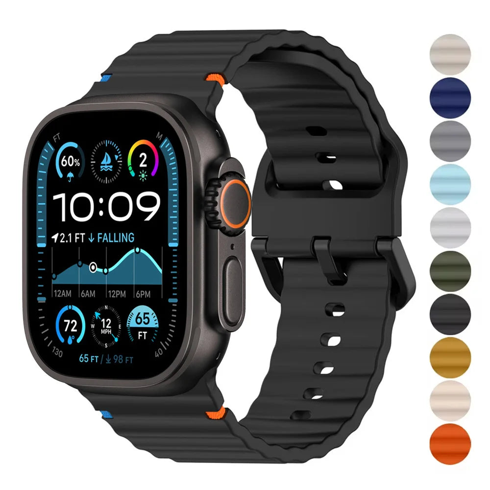 Silicone Strap for Apple watch Band 44mm 49mm 40mm 45mm 42mm 46mm correa bracelet iwatch Series 12 11 9 8 7 6 SE 10 Ultra 3 4 2
