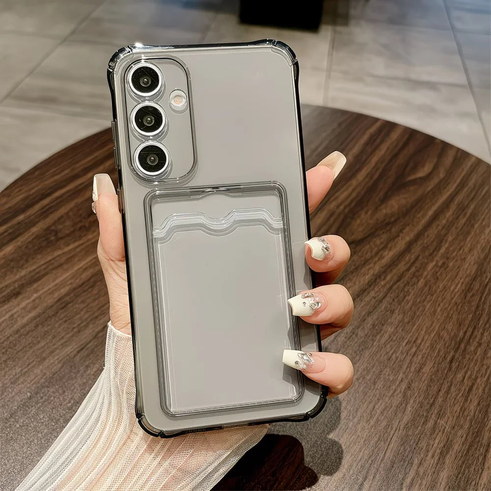 For Samsung Galaxy S26 S25 S24 S23 S22 S21 Ultra Plus S20 FE Edge  Shockproof Clear Card Pocket Phone Case Cover